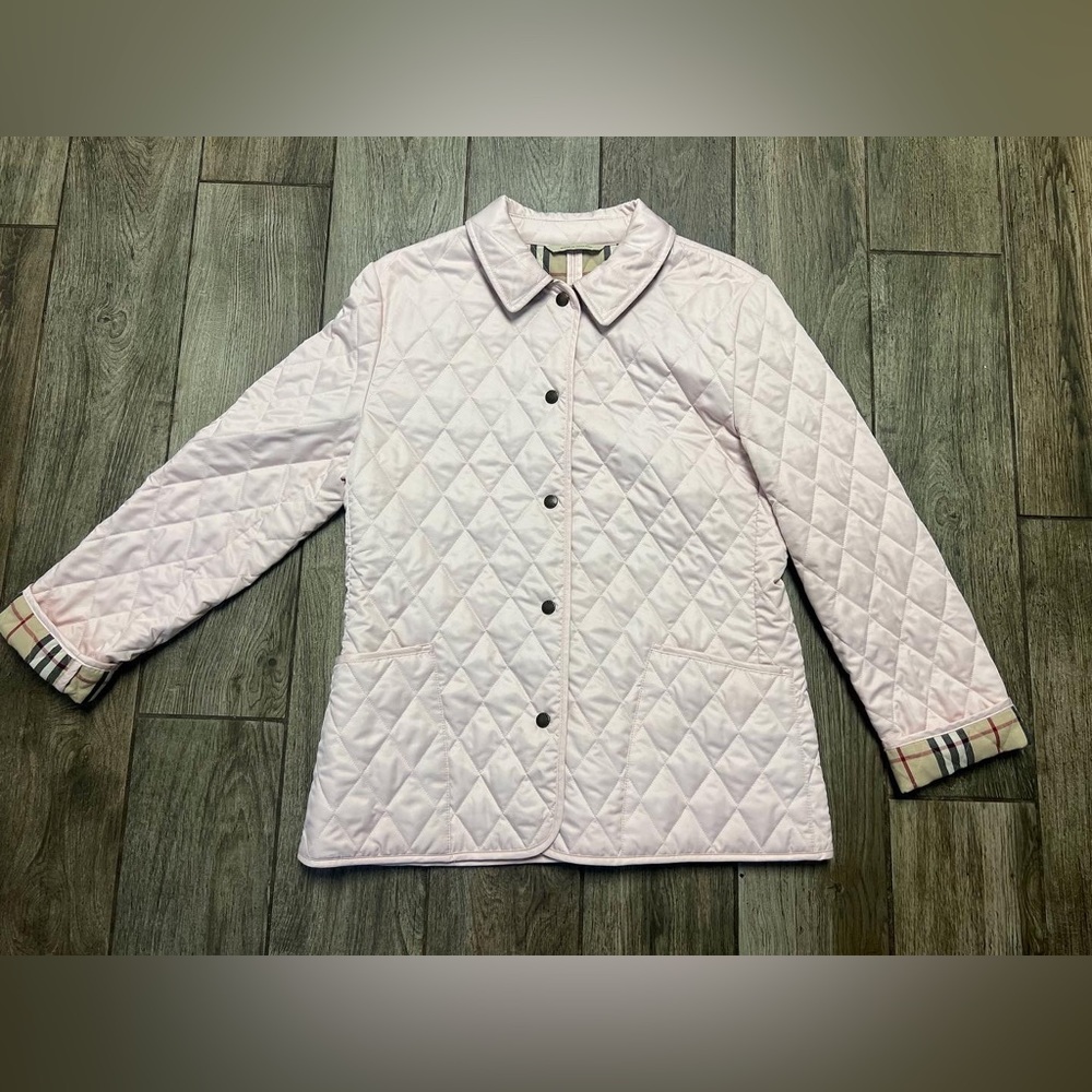 Burberry Quilted Check Plaid‎ Pink Jacket Women Size Medium 🎀